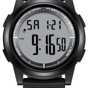 HANPOSH Mens Digital Watch Ultra Thin Minimalist Sports Waterproof Outdoor LED Screen Large Face Wrist