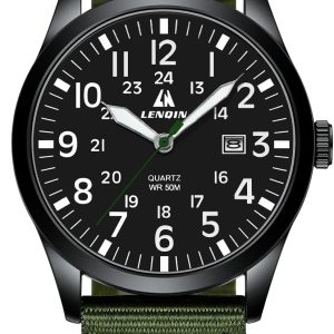 LN LENQIN Mens Watches Unisex Military Sport Nylon Strap Stylish Luminous Fashion Analog Quartz