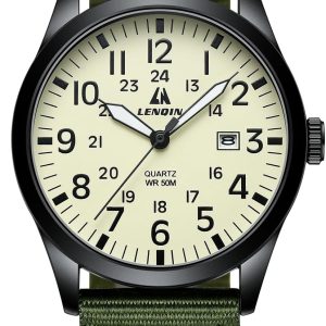 LN LENQIN Mens Watches Unisex Military Sport Nylon Strap Stylish Luminous Fashion Analog Quartz